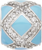 Sterling Silver Reflections CZ Light Blue Enameled Fancy Bead
