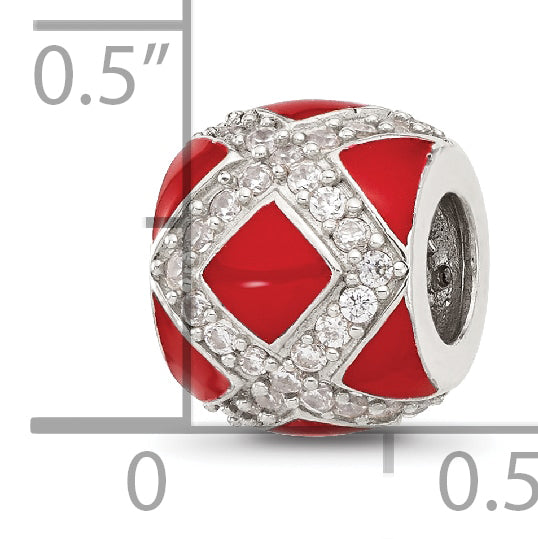 Sterling Silver Reflections CZ Red Enameled Fancy Bead Secondary image