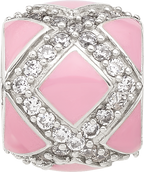 Sterling Silver Reflections CZ Pink Enameled Fancy Bead