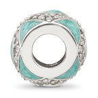Sterling Silver Reflections CZ Light Green Enameled Fancy Bead