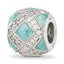 Sterling Silver Reflections CZ Light Green Enameled Fancy Bead