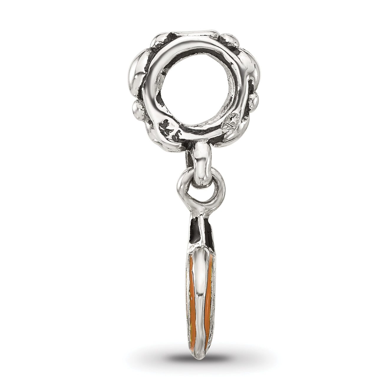 Sterling Silver Reflections Orange Enameled Pumpkin Dangle Bead