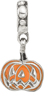 Sterling Silver Reflections Orange Enameled Pumpkin Dangle Bead