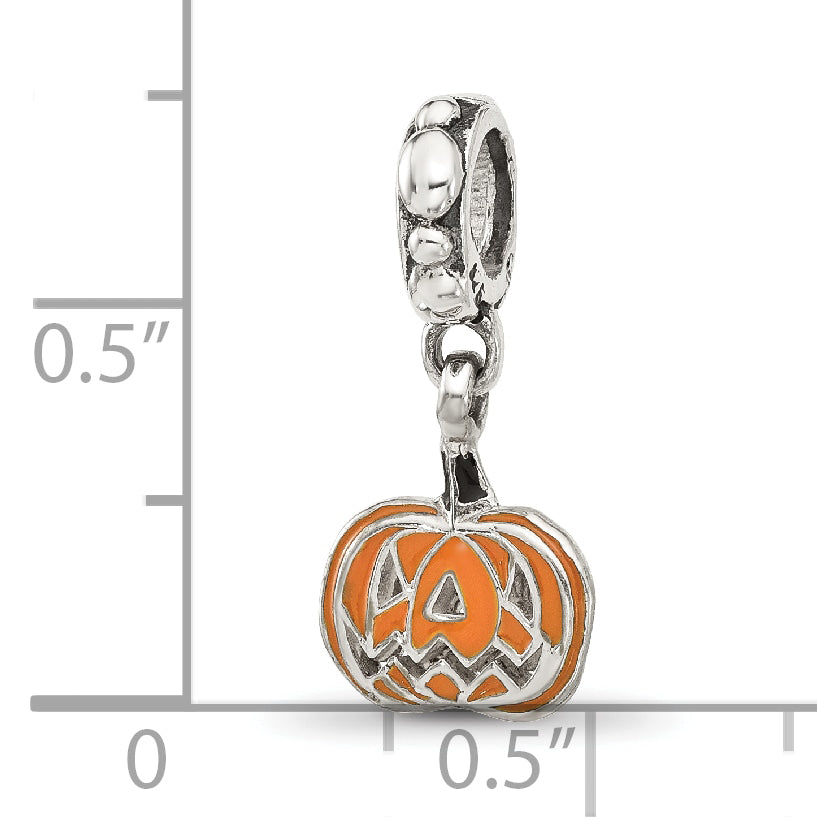 Sterling Silver Reflections Orange Enameled Pumpkin Dangle Bead Secondary image