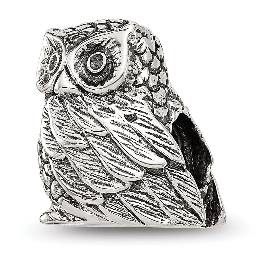 Sterling Silver Reflections Polished Owl Bead Main image
