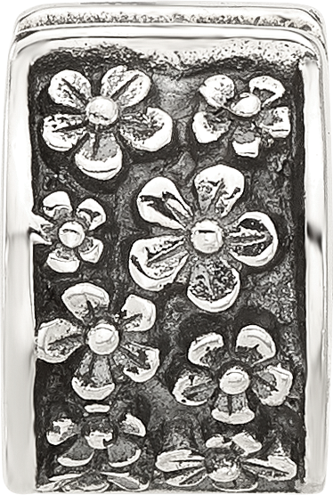 Sterling Silver Reflections Antiqued Floral Clip Bead