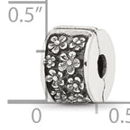Sterling Silver Reflections Antiqued Floral Clip Bead
