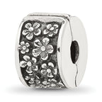 Sterling Silver Reflections Antiqued Floral Clip Bead