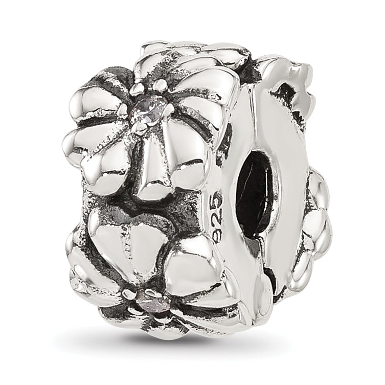 Sterling Silver Reflections CZ Floral Clip Bead Main image