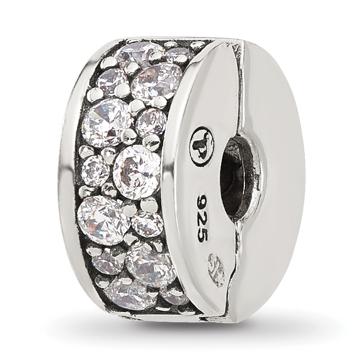 Sterling Silver Reflections Cluster CZ Clip Bead Main image