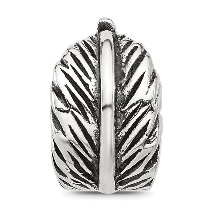 Sterling Silver Reflections Antiqued Leaf Clip Bead