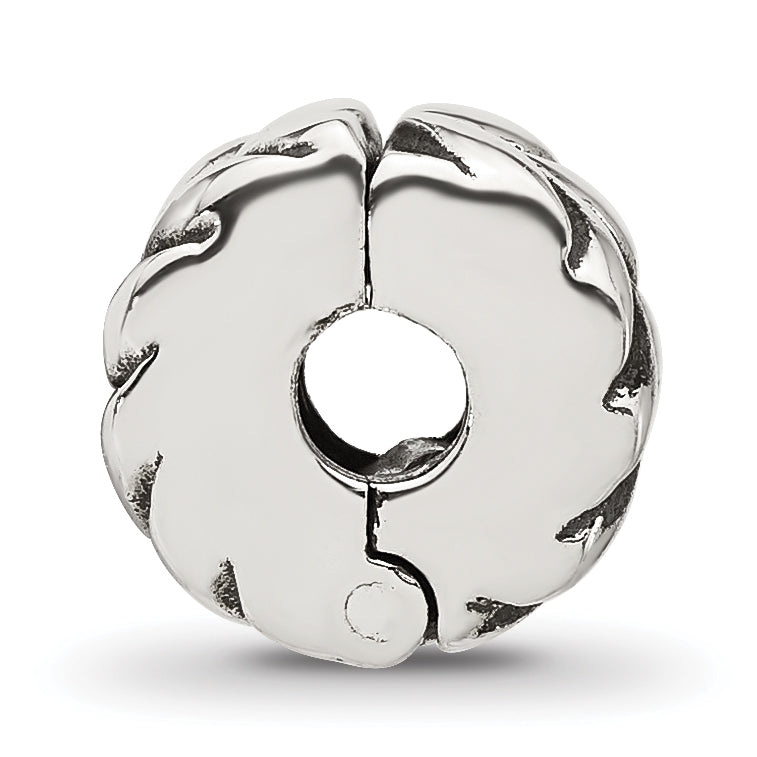 Sterling Silver Reflections Antiqued Leaf Design Clip Bead Secondary image