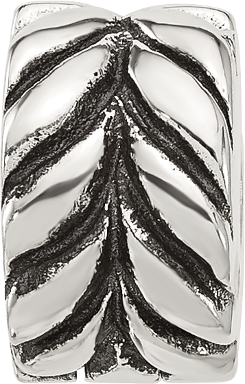 Sterling Silver Reflections Antiqued Leaf Design Clip Bead