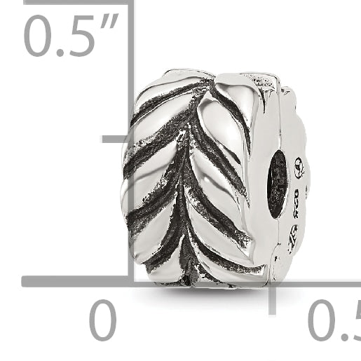 Sterling Silver Reflections Antiqued Leaf Design Clip Bead