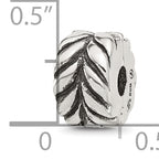 Sterling Silver Reflections Antiqued Leaf Design Clip Bead