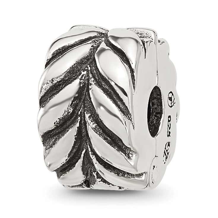 Sterling Silver Reflections Antiqued Leaf Design Clip Bead Main image