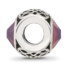 Sterling Silver Reflections Antiqued Purple Crystal Bead