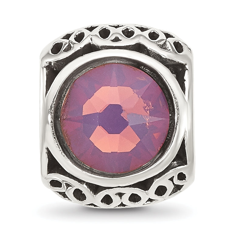 Sterling Silver Reflections Antiqued Purple Crystal Bead