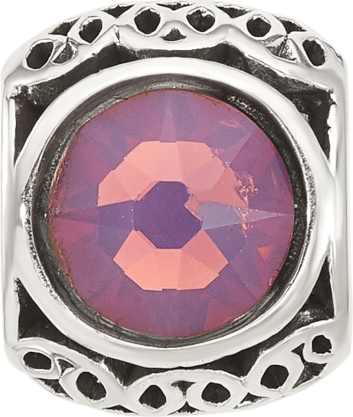 Sterling Silver Reflections Antiqued Purple Crystal Bead