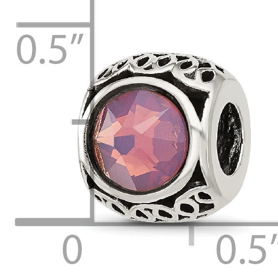 Sterling Silver Reflections Antiqued Purple Crystal Bead