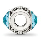 Sterling Silver Reflections Antiqued Light Blue Crystal Bead