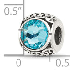 Sterling Silver Reflections Antiqued Light Blue Crystal Bead