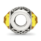 Sterling Silver Reflections Antiqued Yellow Crystal Bead
