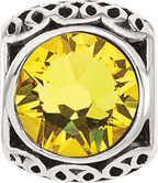 Sterling Silver Reflections Antiqued Yellow Crystal Bead