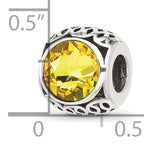 Sterling Silver Reflections Antiqued Yellow Crystal Bead