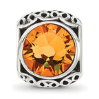 Sterling Silver Reflections Antiqued Orange Crystal Bead