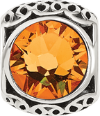 Sterling Silver Reflections Antiqued Orange Crystal Bead