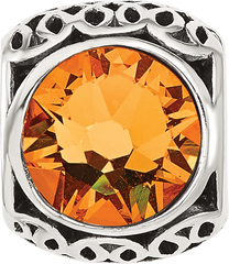 Sterling Silver Reflections Antiqued Orange Crystal Bead