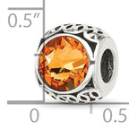 Sterling Silver Reflections Antiqued Orange Crystal Bead