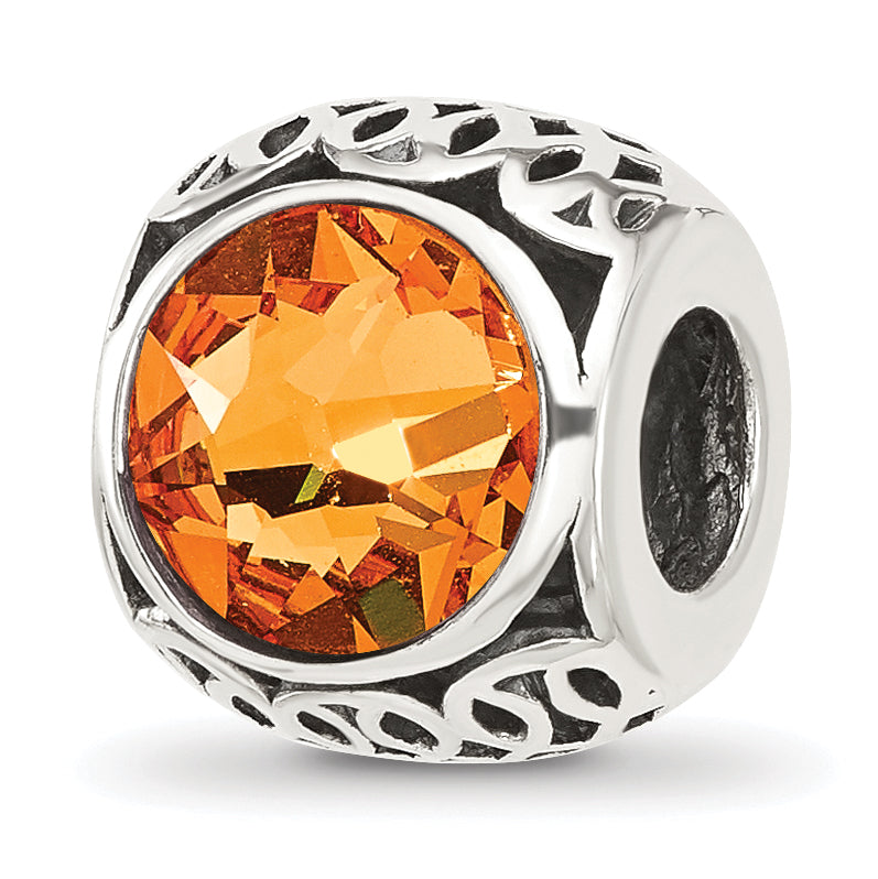 Sterling Silver Reflections Antiqued Orange Crystal Bead Main image