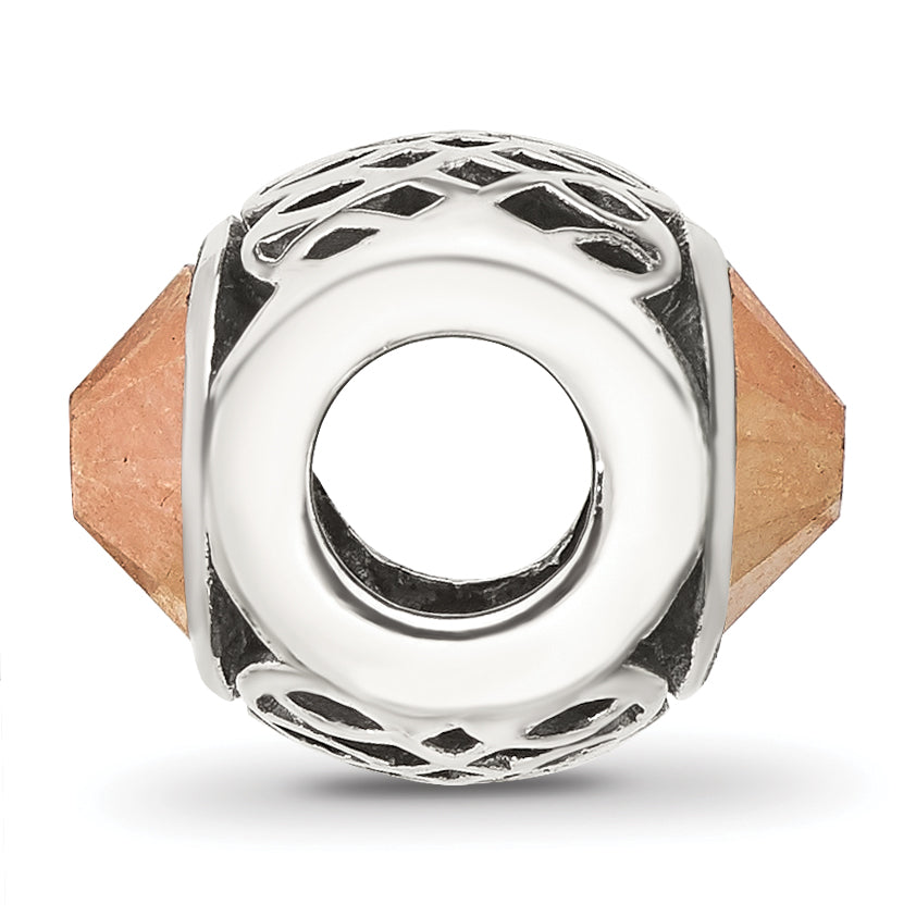 Sterling Silver Reflections Antiqued Brown Crystal Bead