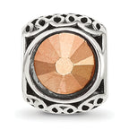 Sterling Silver Reflections Antiqued Brown Crystal Bead