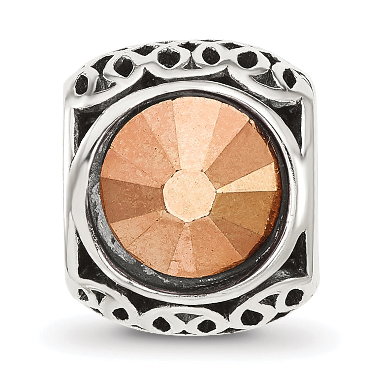 Sterling Silver Reflections Antiqued Brown Crystal Bead
