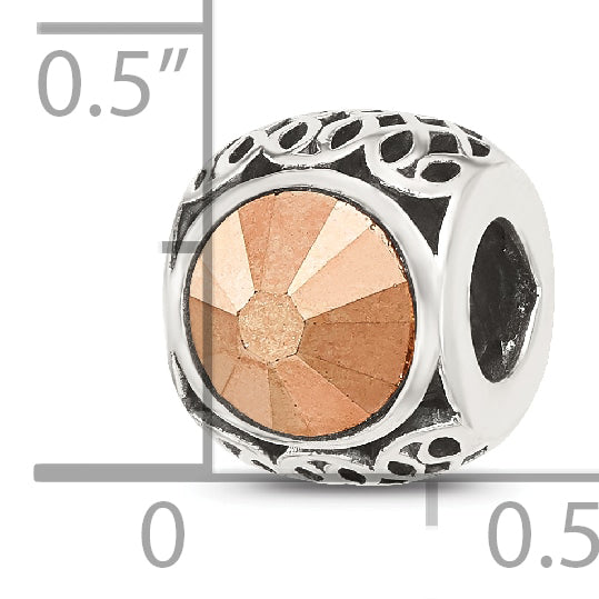Sterling Silver Reflections Antiqued Brown Crystal Bead