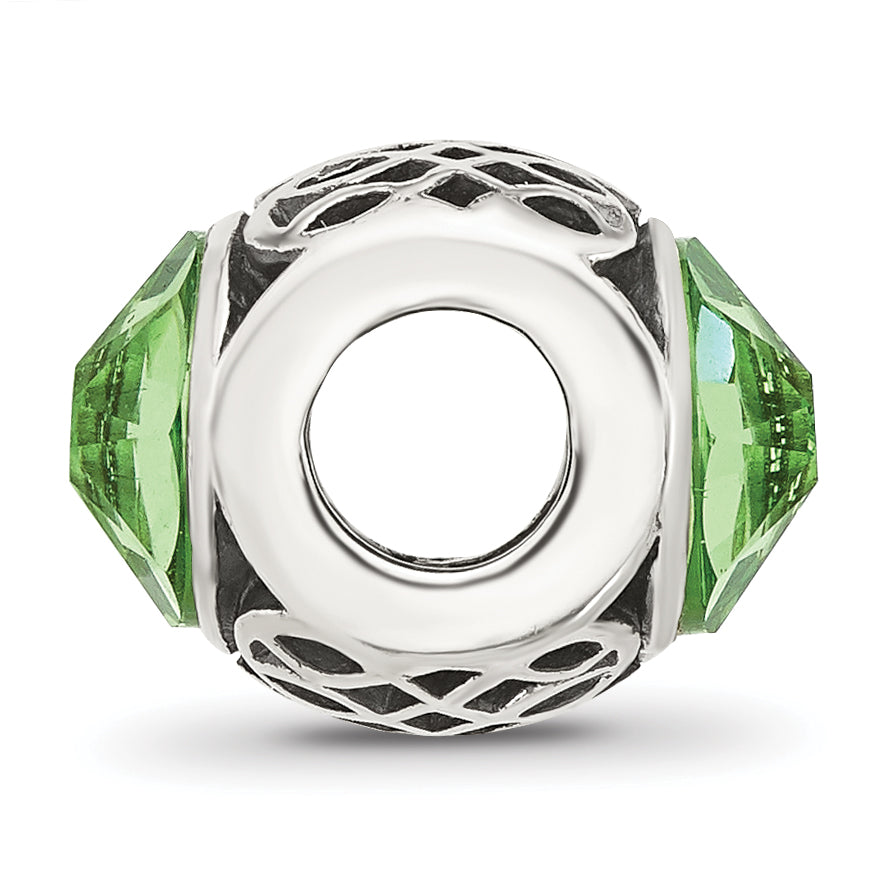 Sterling Silver Reflections Antiqued Light Green Crystal Bead