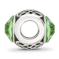Sterling Silver Reflections Antiqued Light Green Crystal Bead