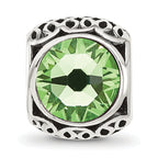 Sterling Silver Reflections Antiqued Light Green Crystal Bead