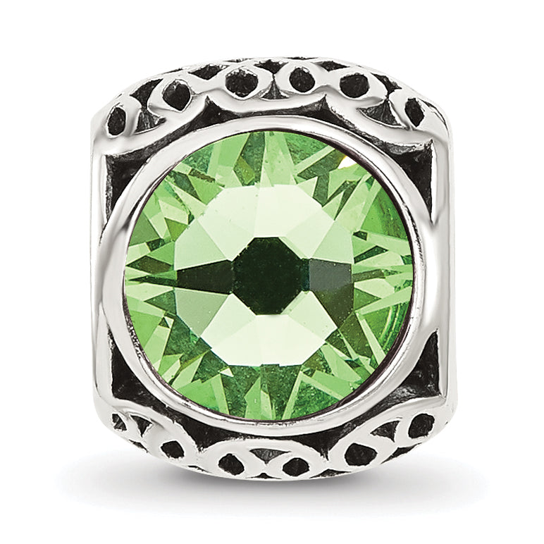 Sterling Silver Reflections Antiqued Light Green Crystal Bead