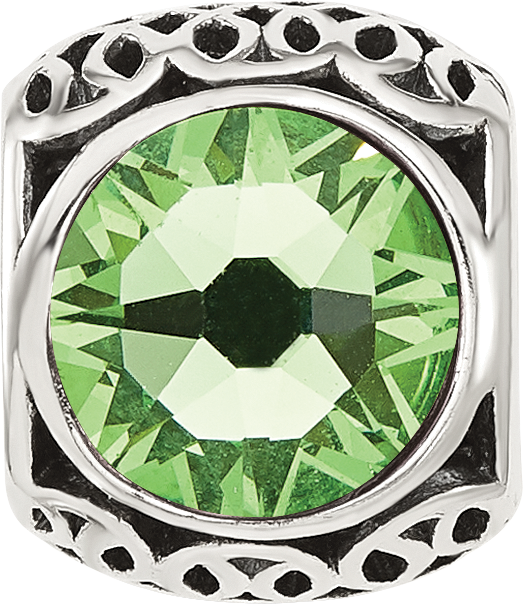 Sterling Silver Reflections Antiqued Light Green Crystal Bead