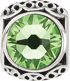 Sterling Silver Reflections Antiqued Light Green Crystal Bead