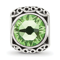 Sterling Silver Reflections Antiqued Light Green Crystal Bead