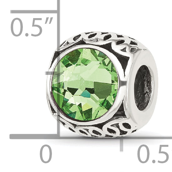 Sterling Silver Reflections Antiqued Light Green Crystal Bead