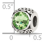 Sterling Silver Reflections Antiqued Light Green Crystal Bead