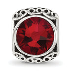 Sterling Silver Reflections Antiqued Dark Red Crystal Bead