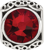 Sterling Silver Reflections Antiqued Dark Red Crystal Bead