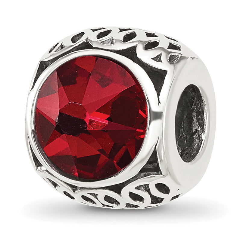 Sterling Silver Reflections Antiqued Dark Red Crystal Bead Main image